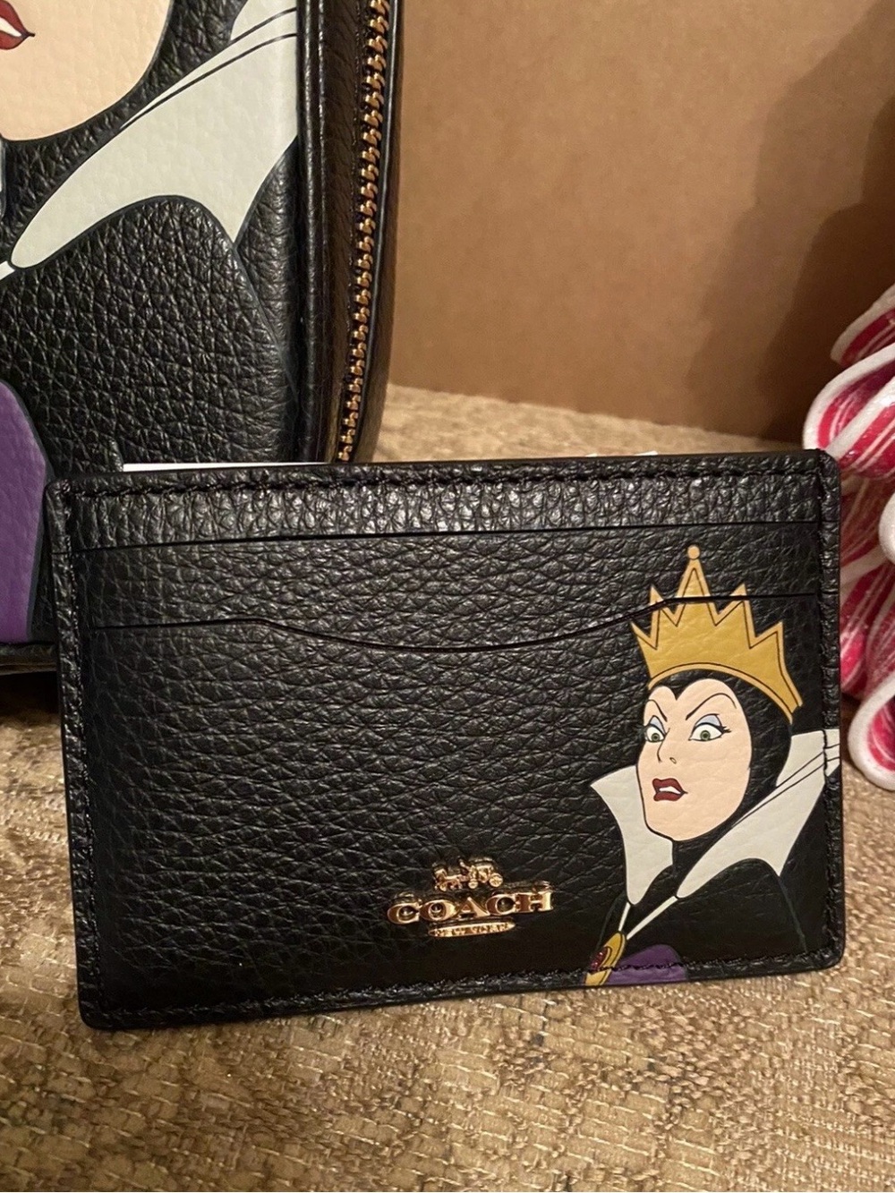 Coach Disney X Black Evil Queen Card Case NWT